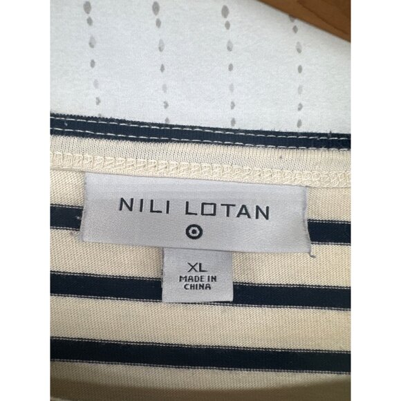 Nili Lotan for Target Womens Top XL Beige/Black Striped Classic Beachy Nautical - Picture 3 of 10